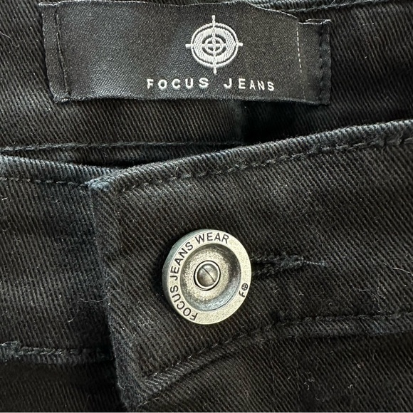 Focus Denim Mens Distressed Black Wash Skinny FLARED STACKED JEAN 36 - Picture 4 of 7